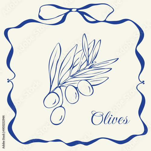 Olives line sketches Mediterranean Sea