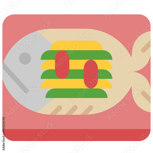 steamed fish flat icon