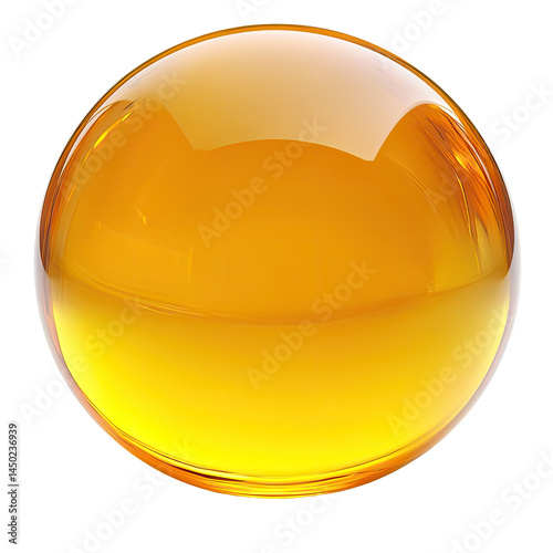 A glossy, transparent, amber-colored sphere.  Its smooth surface reflects light, creating a vibrant, honey-like hue