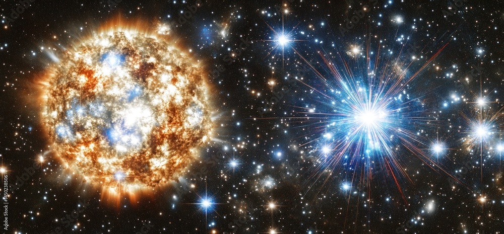 Fototapeta premium Stellar explosion in space; cosmic background; science
