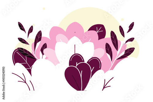 Rounded petals overlap each other with light opacity creating new colors where they meet