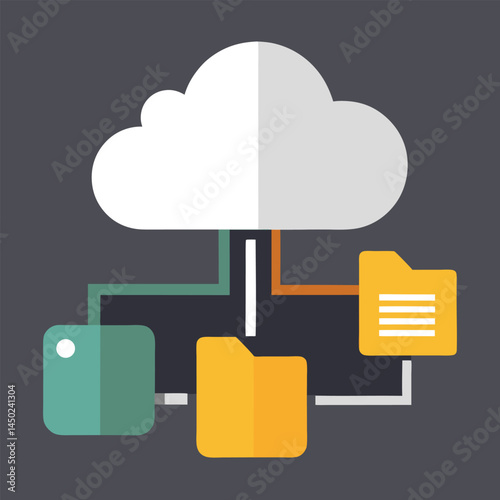 Cloud computing concept illustration design shows internet technology with cloud icon for data storage, network, and communication