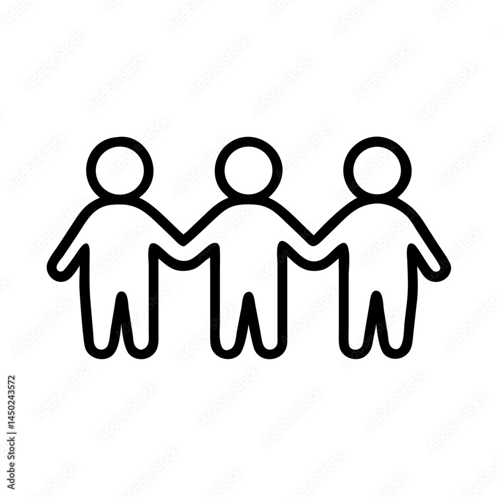 Icon of three figures holding hands for Children's Day Icon of three figures holding hands for Children's Day