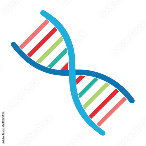 A red 3D helix vector illustrates the DNA structure concept