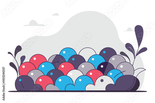 Print Tiny puffy round petals grouped closely like bubbles