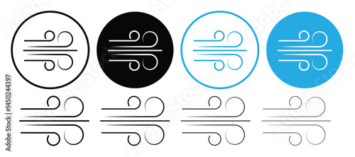 Wind icons set. Blowing wind icon vector logo set collection. Windy weather symbol, logo - vector
