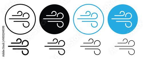 Wind icons set. Blowing wind icon vector logo set collection. Windy weather symbol, logo - vector
