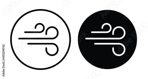 Wind icons set. Blowing wind icon vector logo set collection. Windy weather symbol, logo - vector

