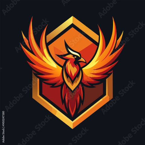 Phoenix Logo Design. Mythical Firebird Emblem