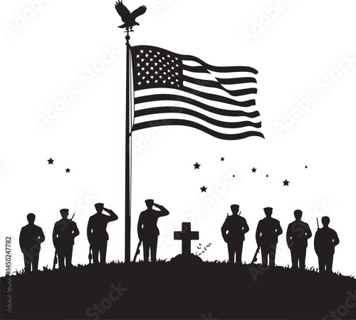 Memorial Day SVG – Honor and Remembrance Silhouette

Fallen Soldier Vector – Patriotic Tribute Clipart

American Flag and Soldier SVG – Memorial Day Design

Military Remembrance SVG – In Memory of Our