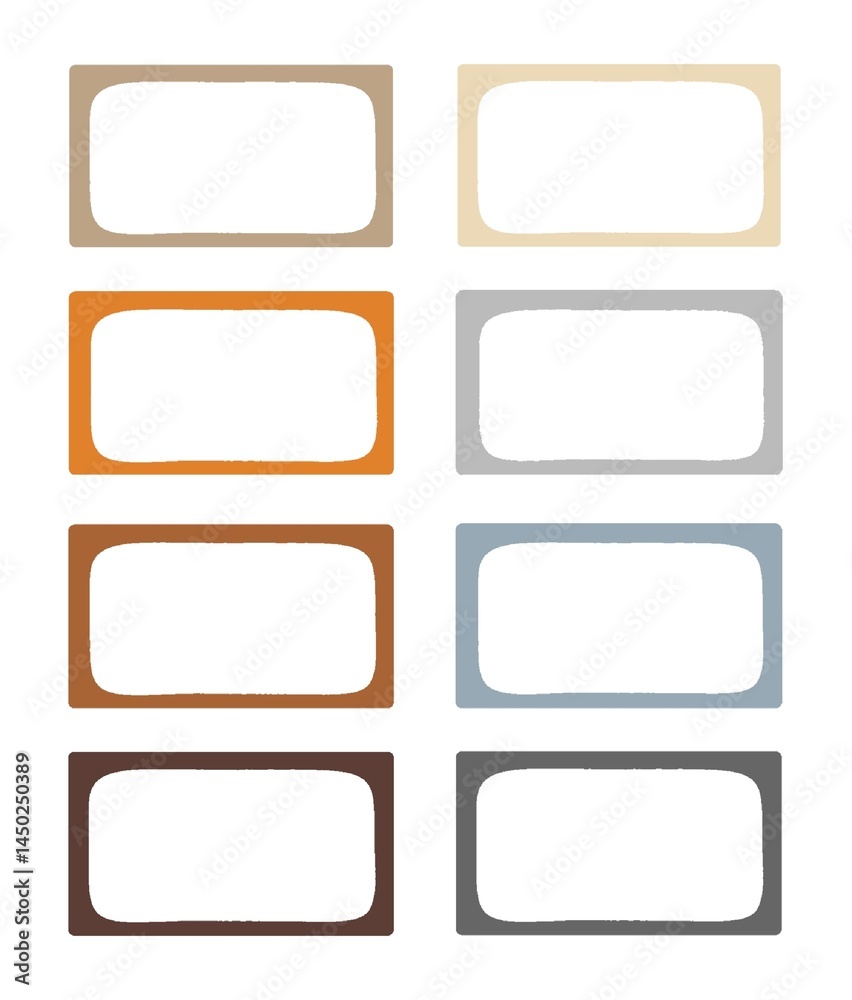 Set of hand-drawn rectangular labels in muted earthy and pastel colors for scrapbooking, journaling, planners, and digital stickers. Illustration. Isolated on white Set of hand-drawn rectangular labels in muted earthy and pastel colors for scrapbooking, journaling, planners, and digital stickers. Illustration. Isolated on white
