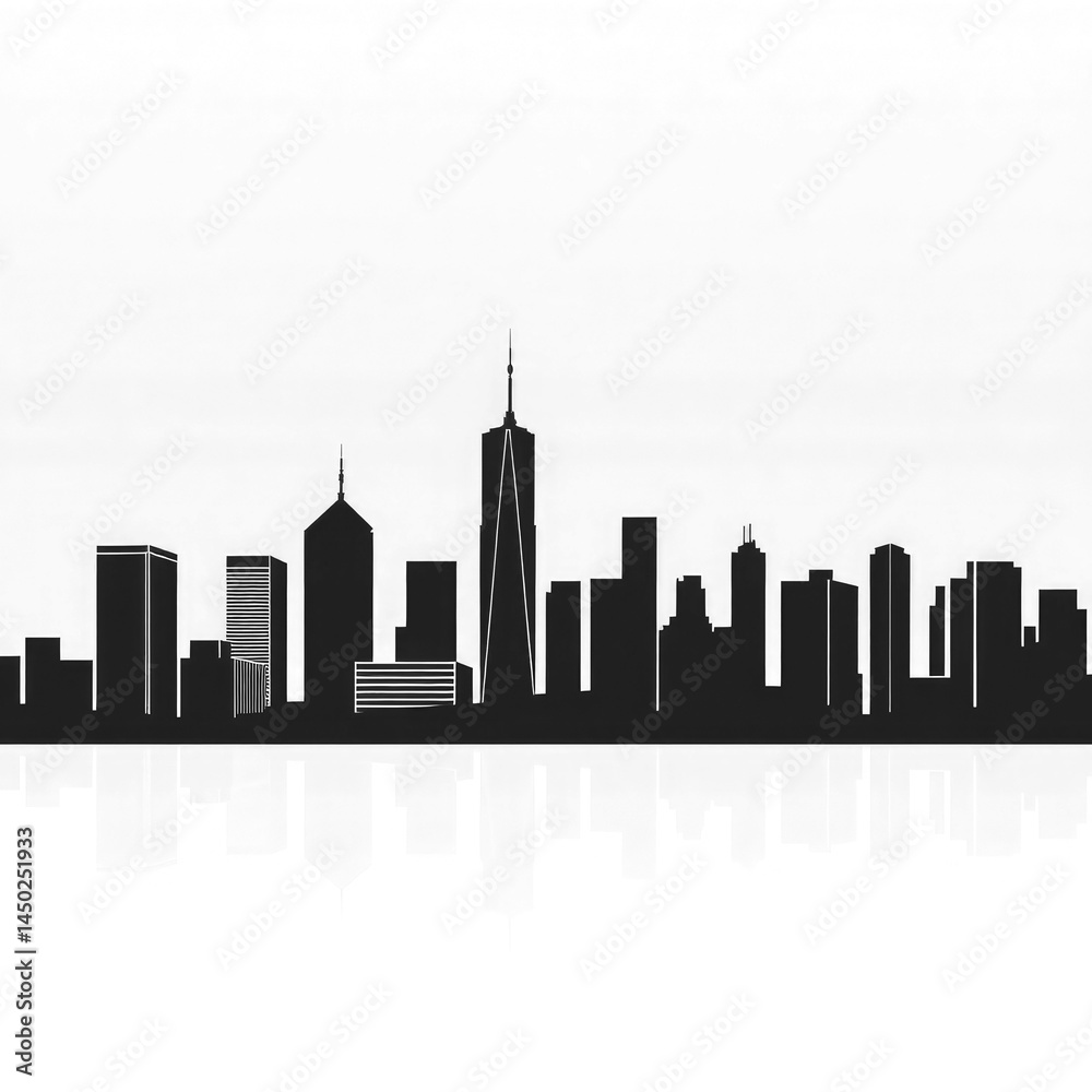 Fototapeta premium city skyline silhouette with transparent background PNG and JPEG image