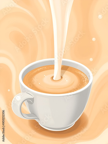 Milk tea or light brown coffee liquid texture. Image illustrated food for advertisement