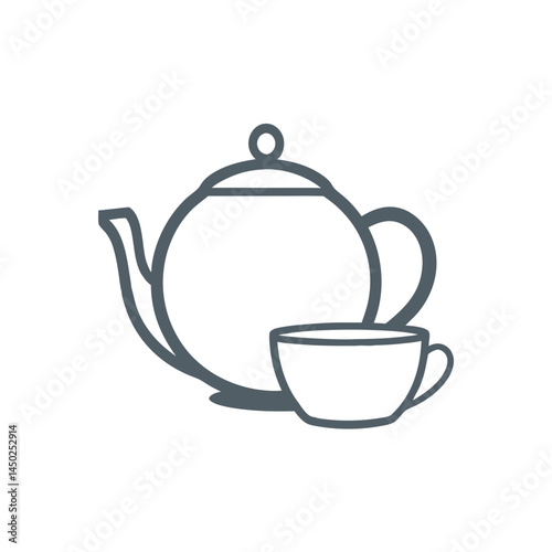 Minimalistic Simple Teapot and Cup vector Design.