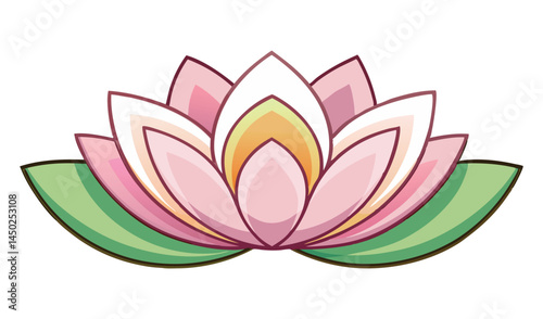 Pink and white lotus flower simple illustration