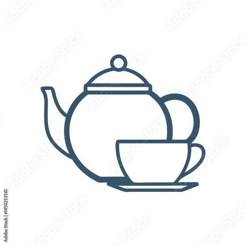 Minimalistic Simple Teapot and Cup vector Design.