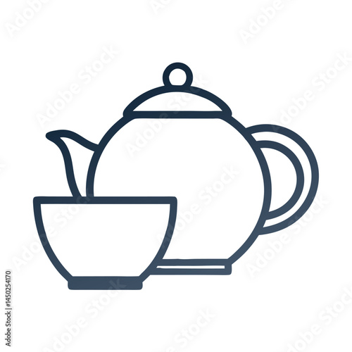 Minimalistic Simple Teapot and Cup vector Design.
