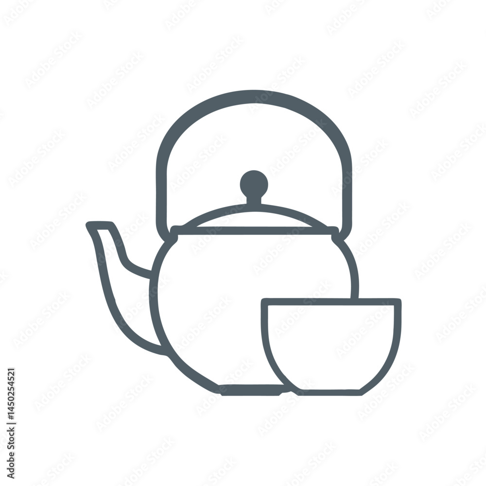 Obraz premium Minimalistic Simple Teapot and Cup vector Design.