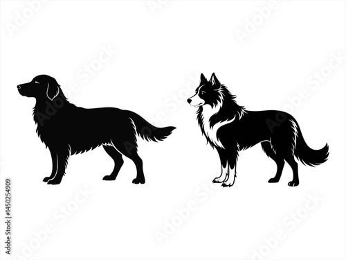 border collie sihouette black vector bundle
