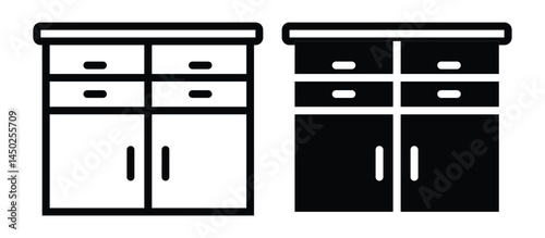 Chest of drawers icon. Dresser icon Symbol mark in Outline style