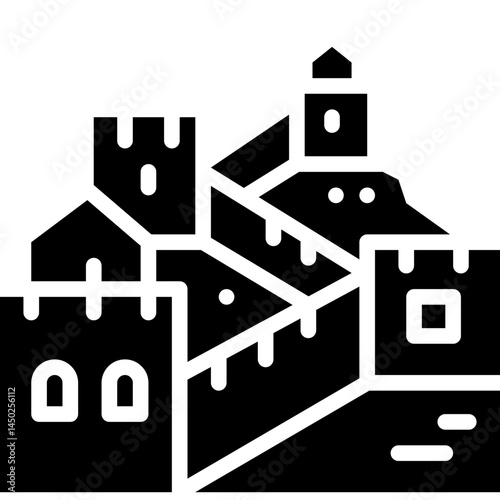 great wall of china solid icon