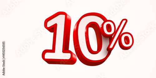 10 percent Off. 3d number 10. Sale banner. Vector illustration.