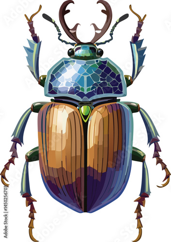 Goliath Beetle flat vector illustration on transparent background.