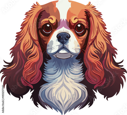Cavalier King Charles Spaniel flat vector illustration on transparent background.