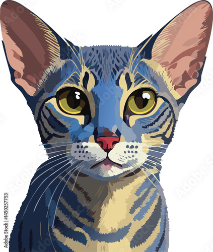 Oriental Shorthair flat vector illustration on transparent background.