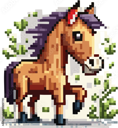 Horse flat vector illustration on transparent background.
