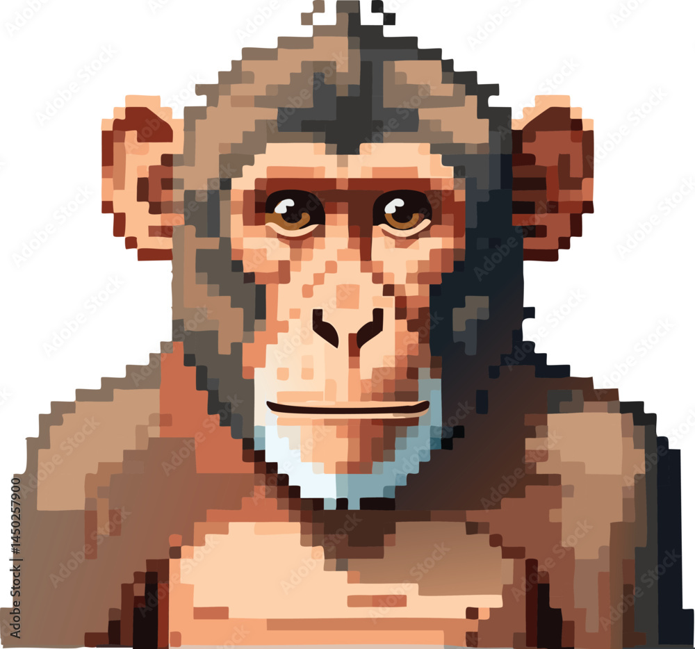 Monkey flat vector illustration on transparent background.