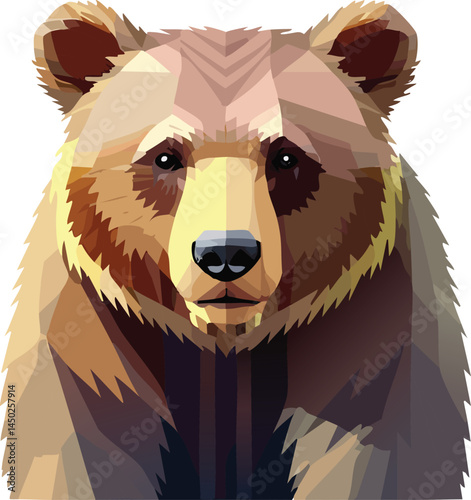 Bear flat vector illustration on transparent background.