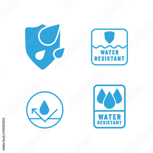 Set of Waterproof icon, waterproof resistan, hydrophobic waterproof symbol.