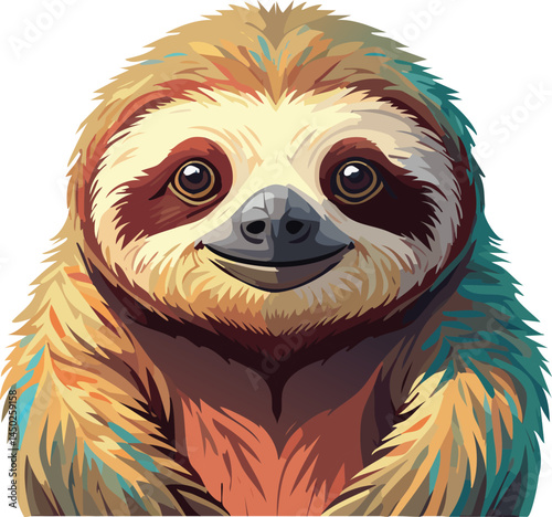 Sloth Bear flat vector illustration on transparent background.