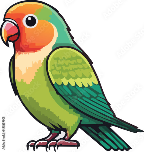 Lovebird flat vector illustration on transparent background.