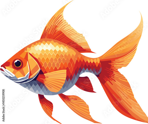 Goldfish flat vector illustration on transparent background.