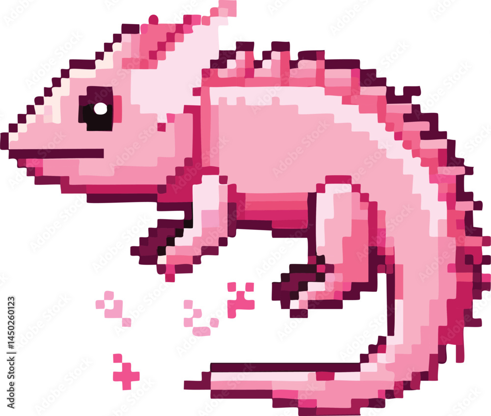 Fototapeta premium Axolotl flat vector illustration on transparent background.