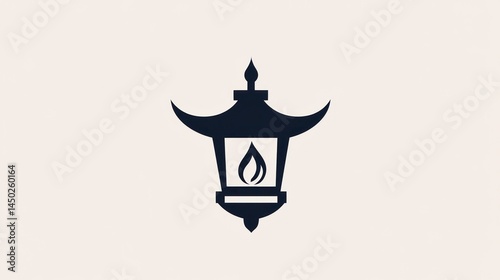 Asian lantern silhouette on plain background. Possible use Stock photo