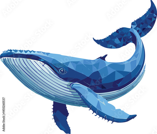 Humpback Whale flat vector illustration on transparent background.
