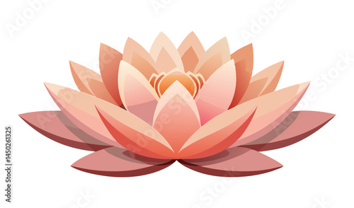 Peach colored lotus flower watercolor illustration