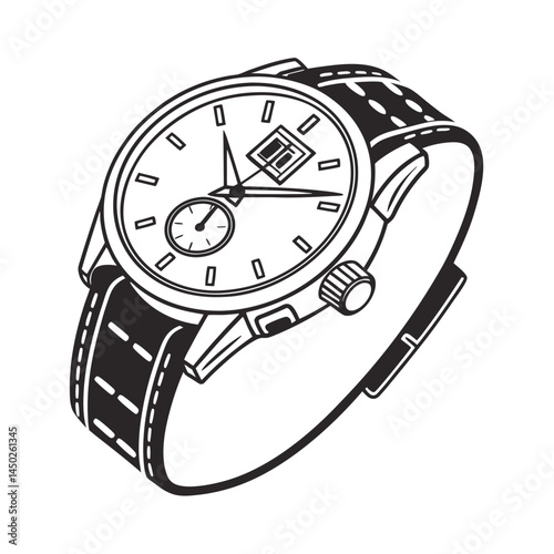 Vector hand watch illustration image in white background.