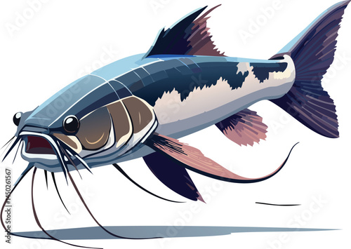 Electric Catfish flat vector illustration on transparent background.