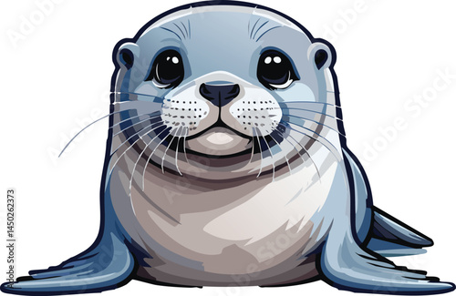 Crabeater Seal flat vector illustration on transparent background.