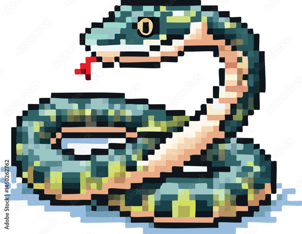 Fototapeta premium Garter Snake flat vector illustration on transparent background.