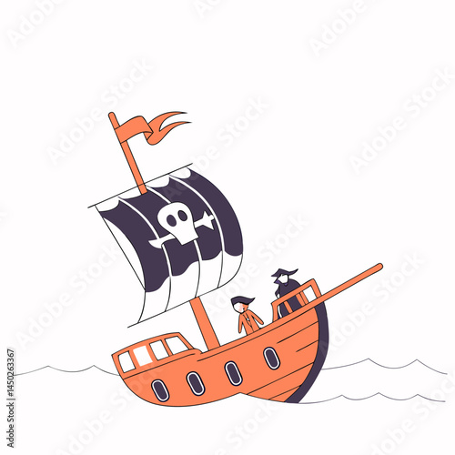pirate ship cartoon illustration