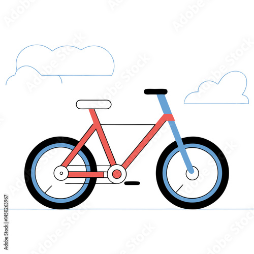 red bicycle on white background