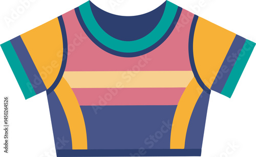 A stylish vector art illustration of a trendy crop top, featuring clean lines, vibrant colors, and modern fashion design elements.