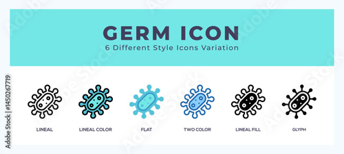 Germ icon in filled. thin line. outline stroke and flat style.