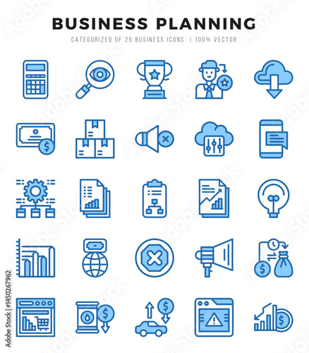 Set of Business Strategy Icons. Simple line art style icons pack.