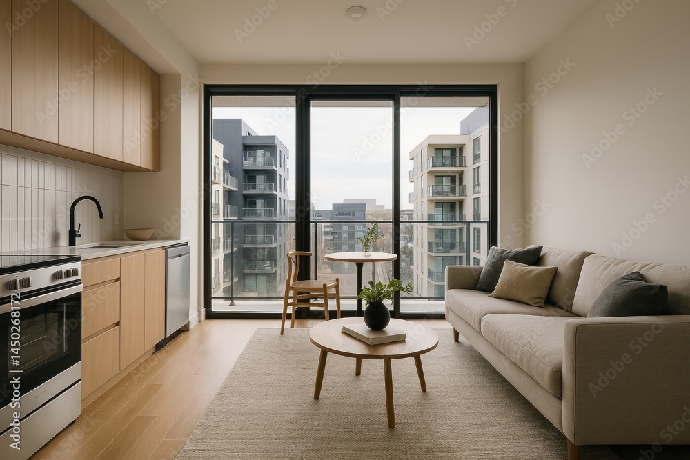 Fototapeta premium Modern minimalist apartment interior.